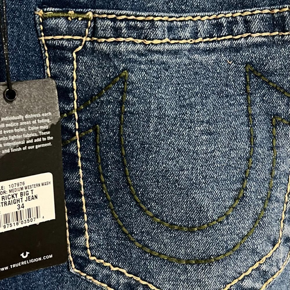 True Religion RICKY BIG T STITCH STRAIGHT JEAN Size 34 x 32 - Picture 11 of 11